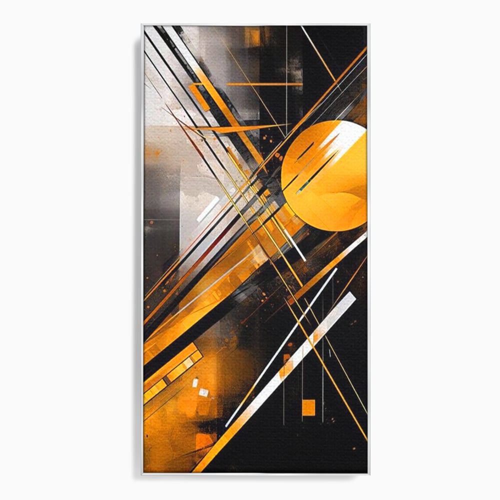 Tablou canvas cu tablou canvas cu forme geometrice abstracte, in rama de aluminiu argintiu